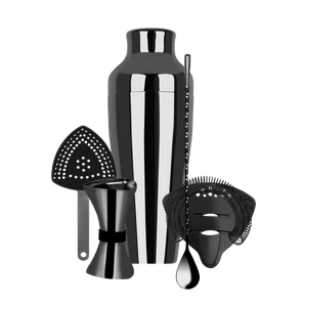 Cocktail Set - 5pc Gunmetal by Zanzi - Bourbon Brothers Australia
