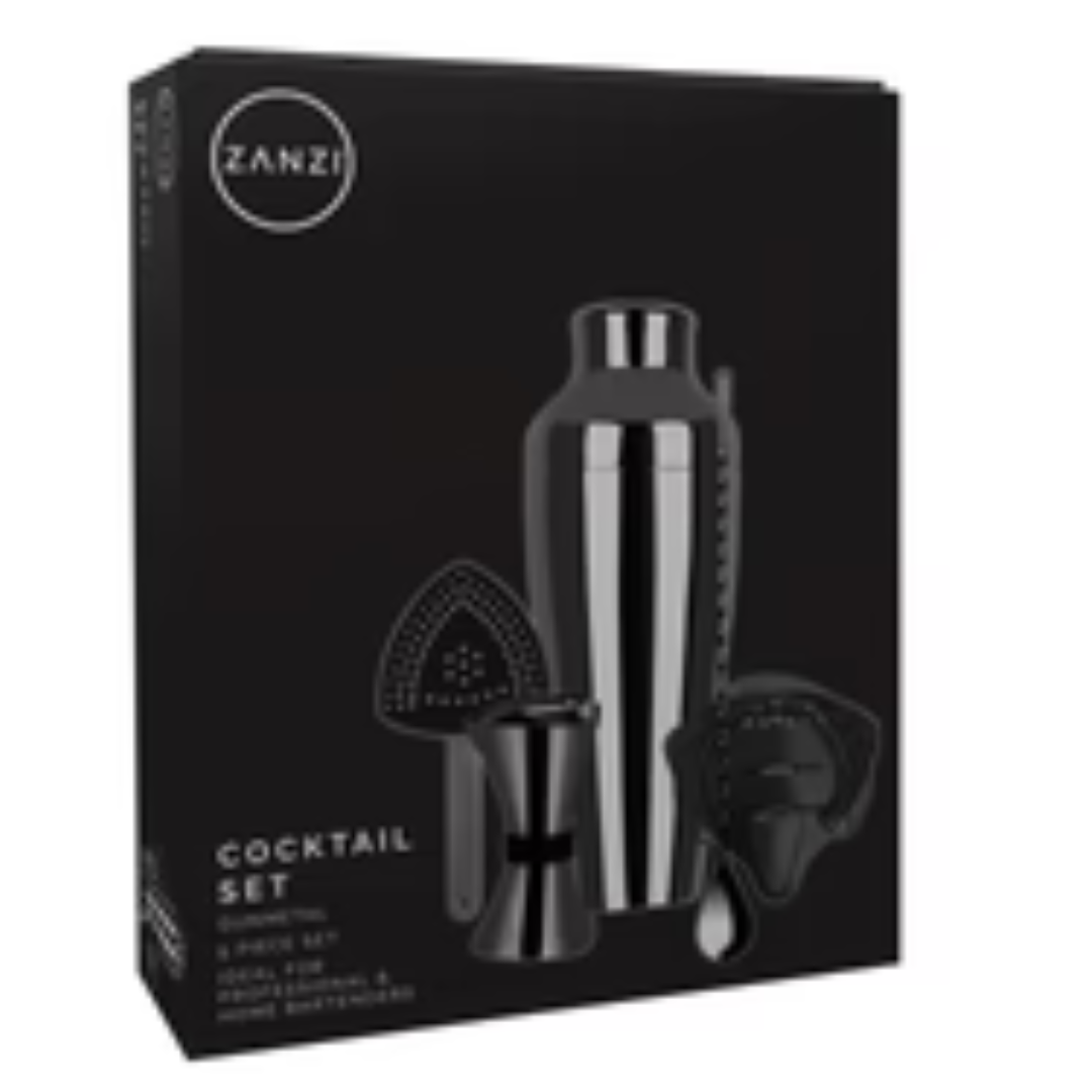 Cocktail Set - 5pc Gunmetal by Zanzi - Bourbon Brothers Australia