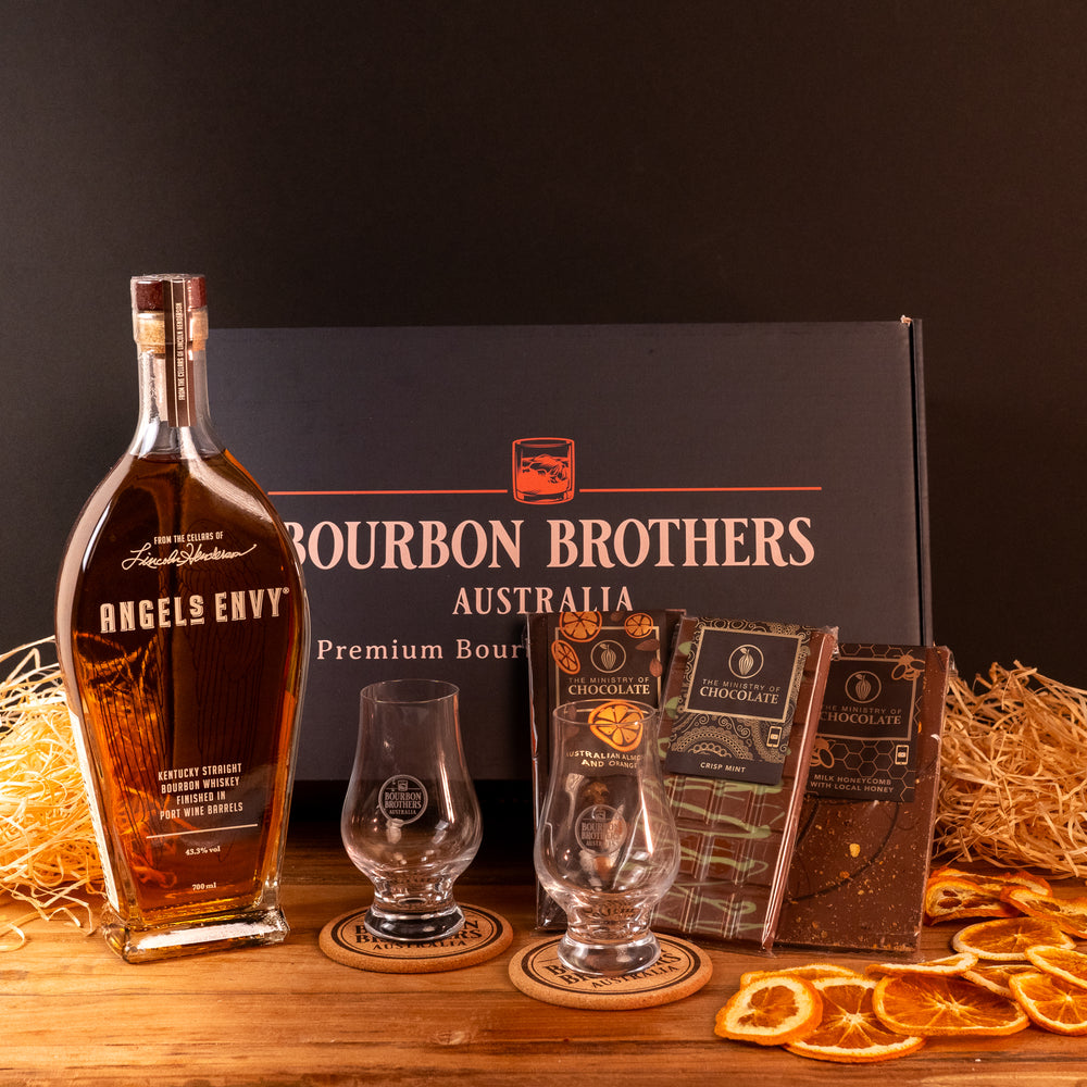 
                      
                        Bourbon and Chocolate Gift Hamper with Angels Envy Devils Advocate - Bourbon Brothers Australia
                      
                    