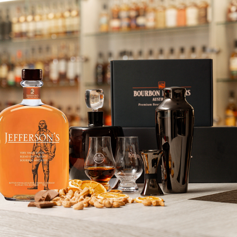 
                      
                        Cocktail Gift Hamper with Jefferson Straight Bourbon Whiskey and Zanzi 2 piece Cocktail Set
                      
                    