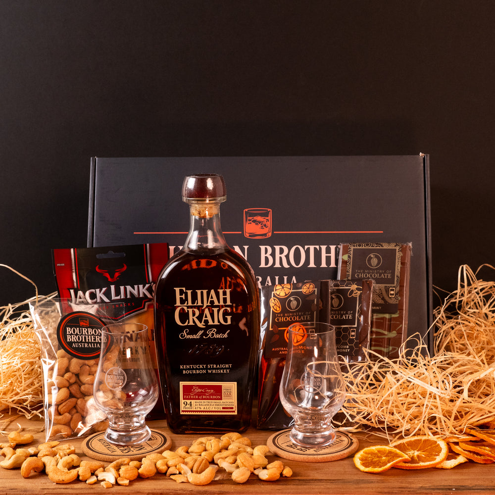 
                      
                        Deluxe Gift Hamper with Elijah Craig Small Batch  Kentucky Straight Bourbon - Bourbon Brothers Australia
                      
                    